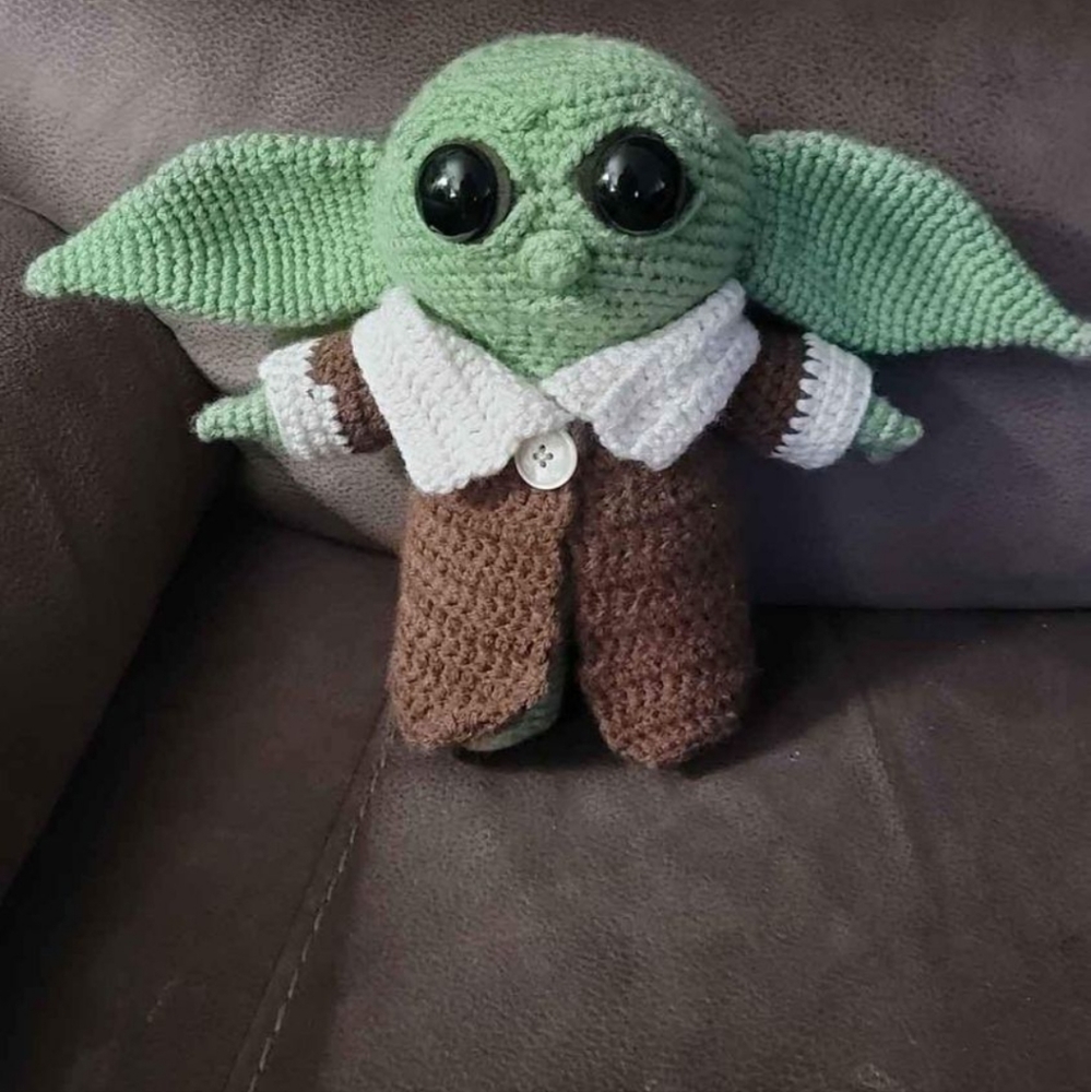 Crocheted baby yoda